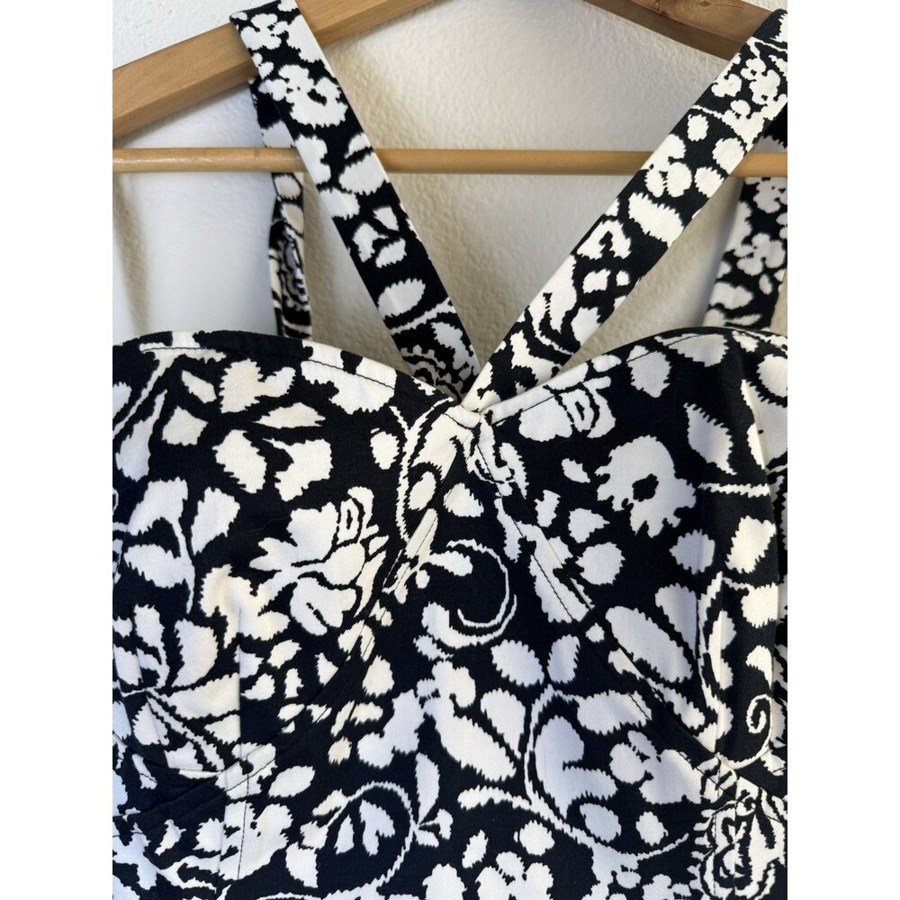 White House Black Market Floral Corset Bustier Tank Top Size 2 Black White Y2K - Picture 2 of 10